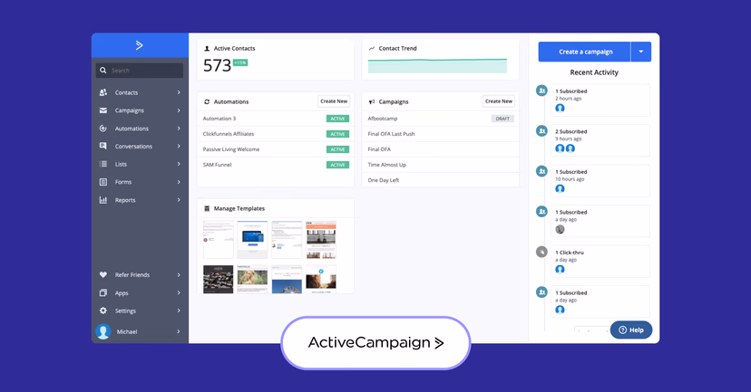 ActiveCampaign interface