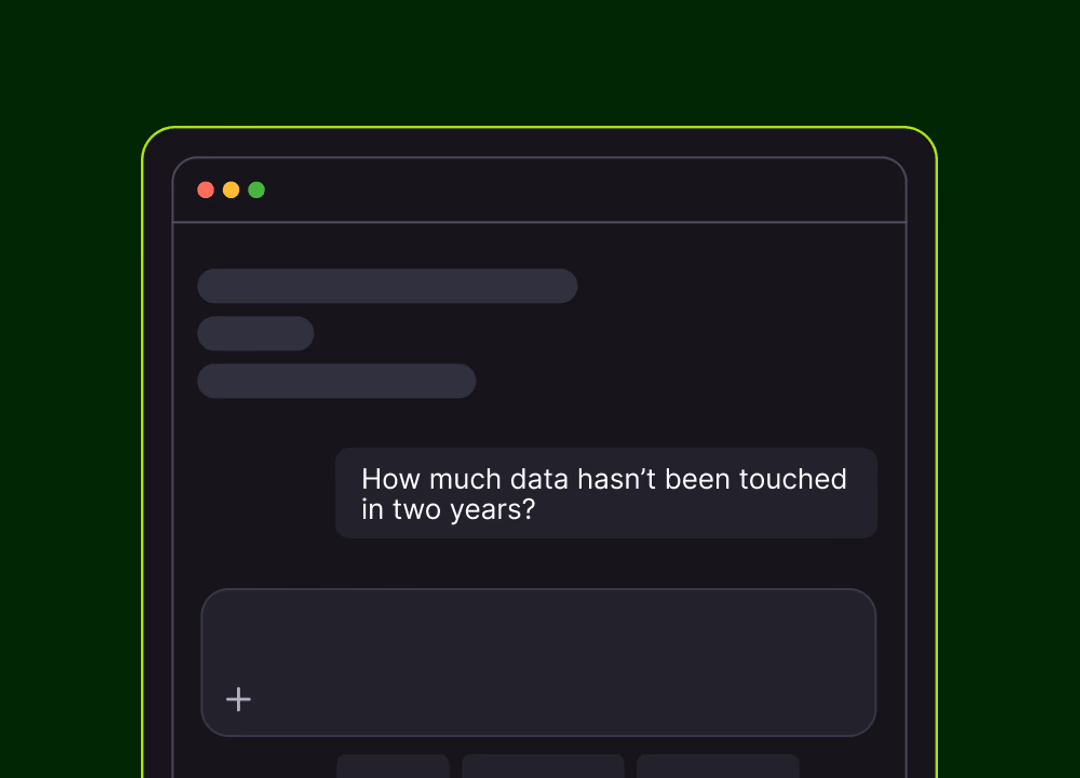 Chat interface showing a natural language query about filespace data activity.