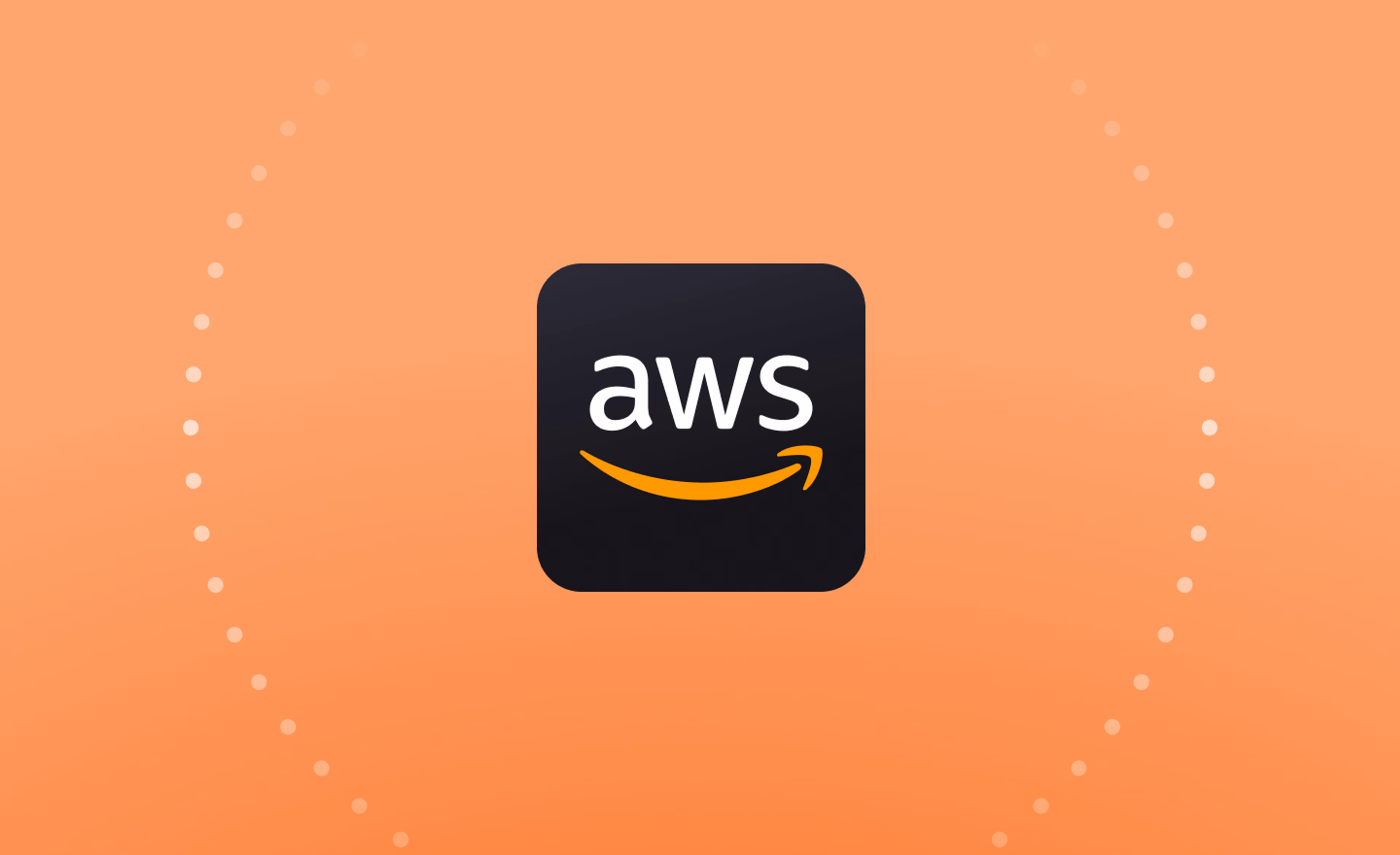 Amazon Web Services logo displayed on an orange background.
