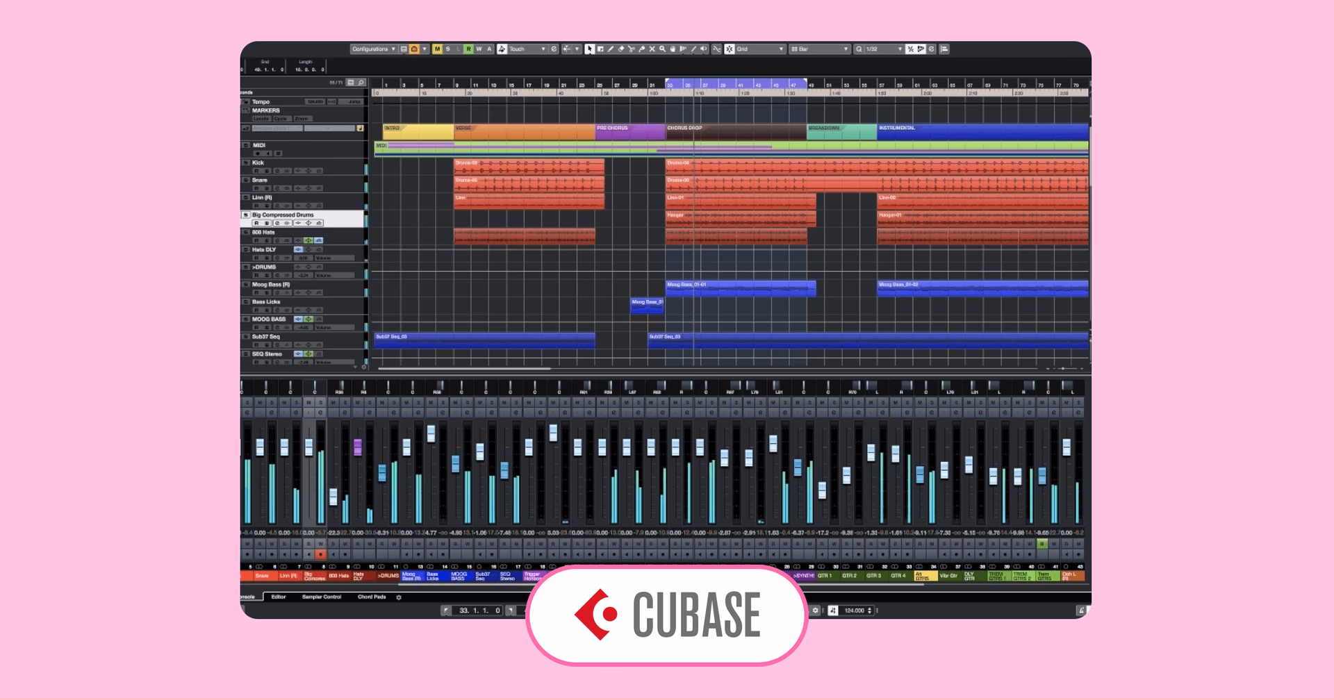 Cubase interface.
