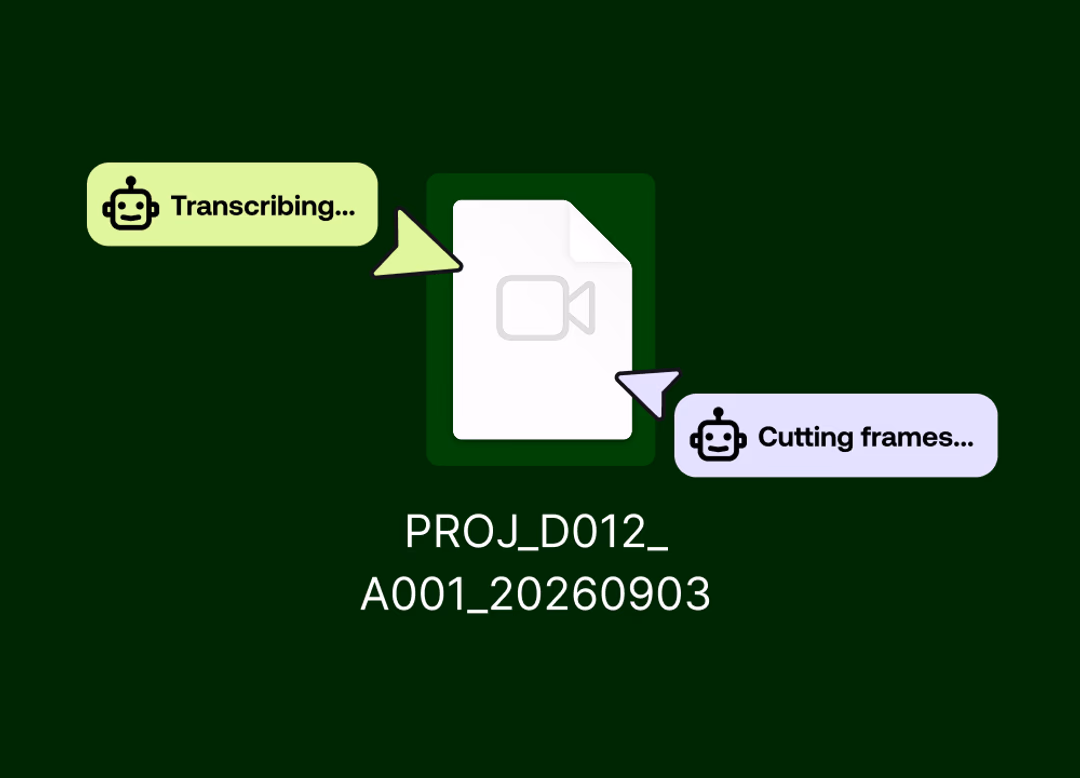 AI agents automatically transcribing and cutting frames from a video daily file.