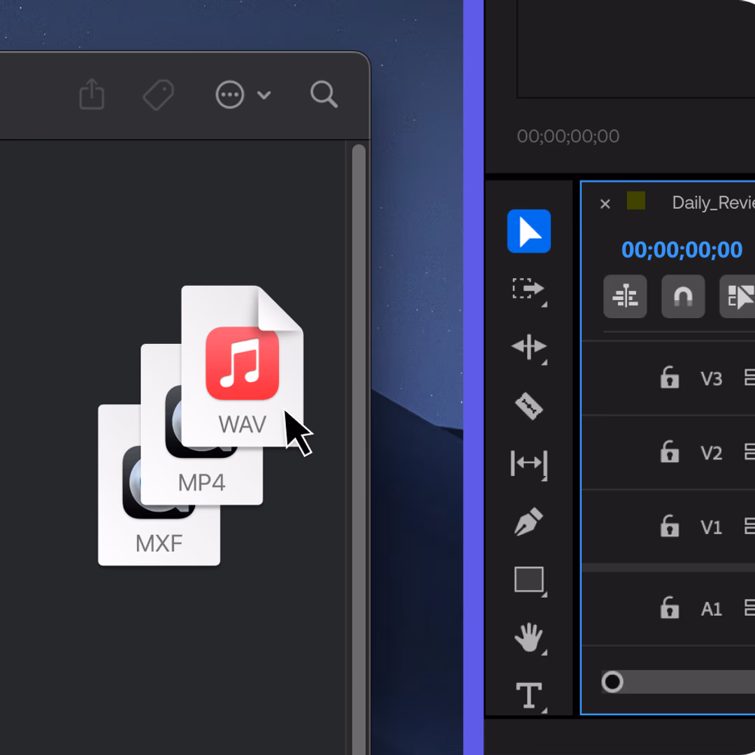 Stacked audio and video files