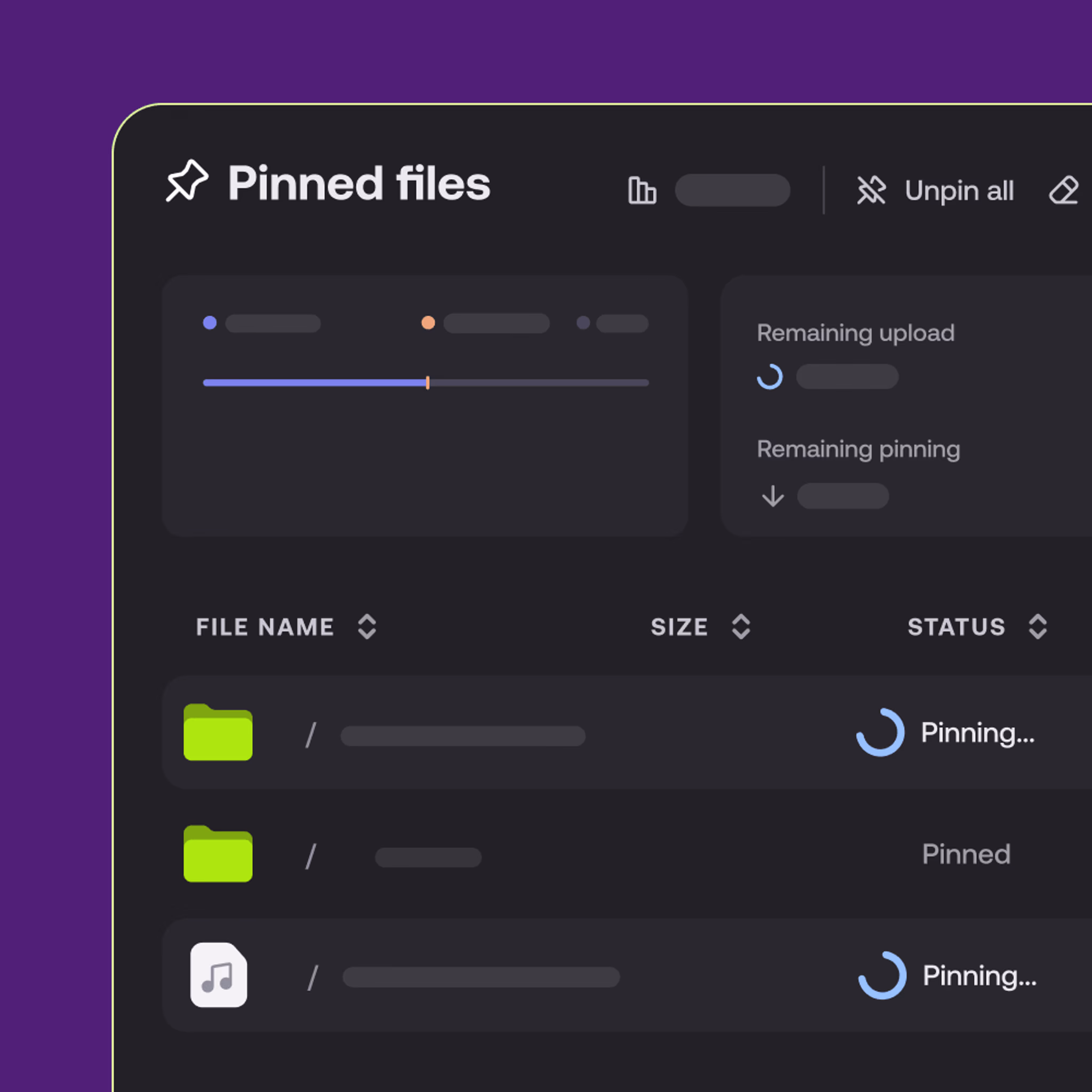 Pinned files.