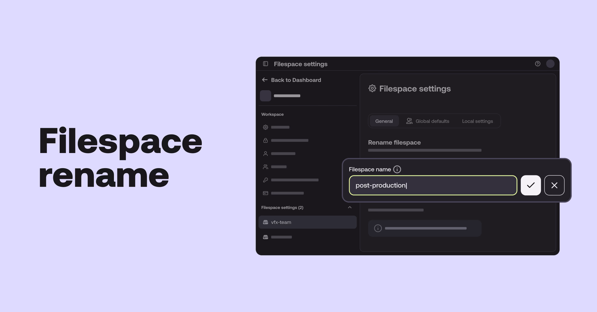 Filespace rename