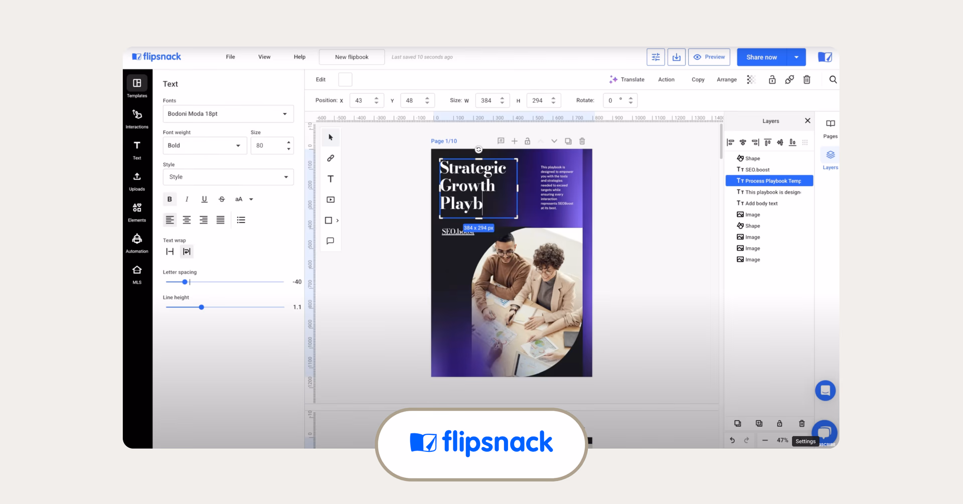 Flipsnack interface