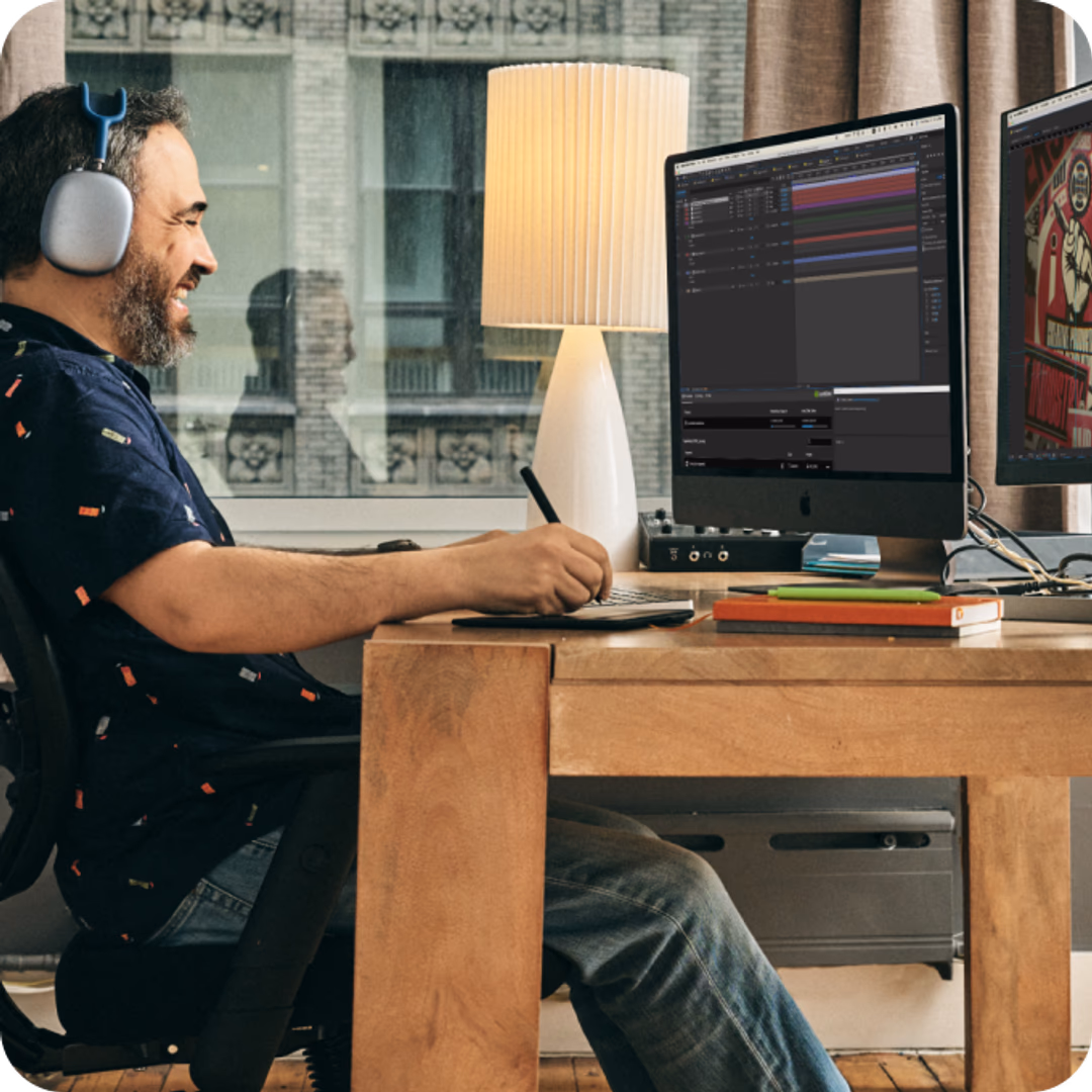 Man working on animation program