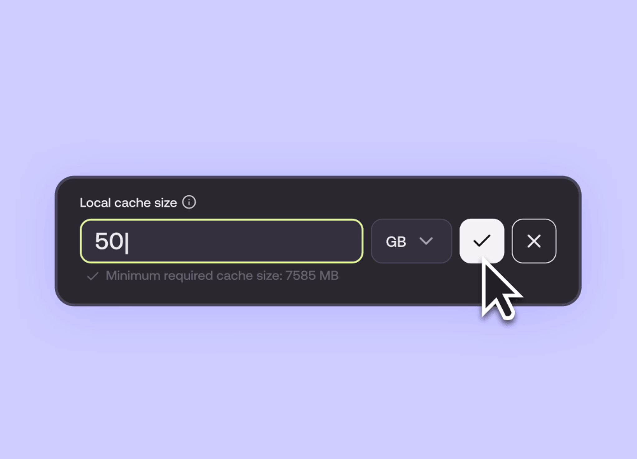 Local cache size settings. 