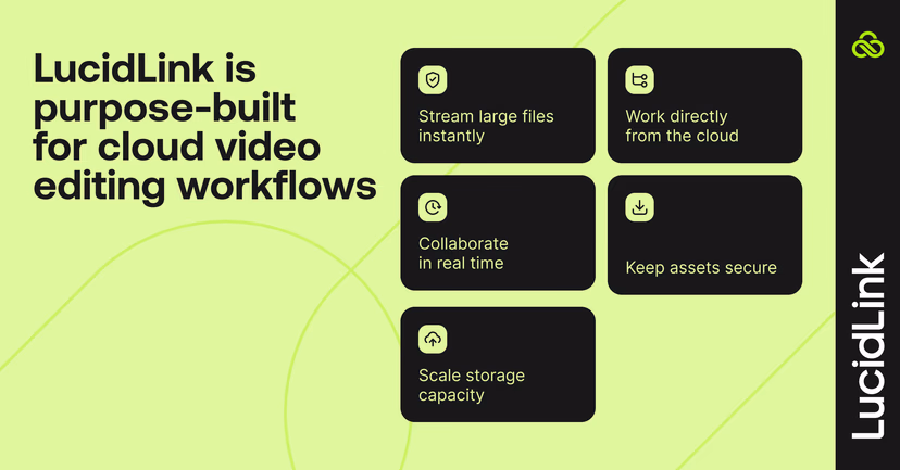 LucidLink is purpose-built for cloud video editing workflows