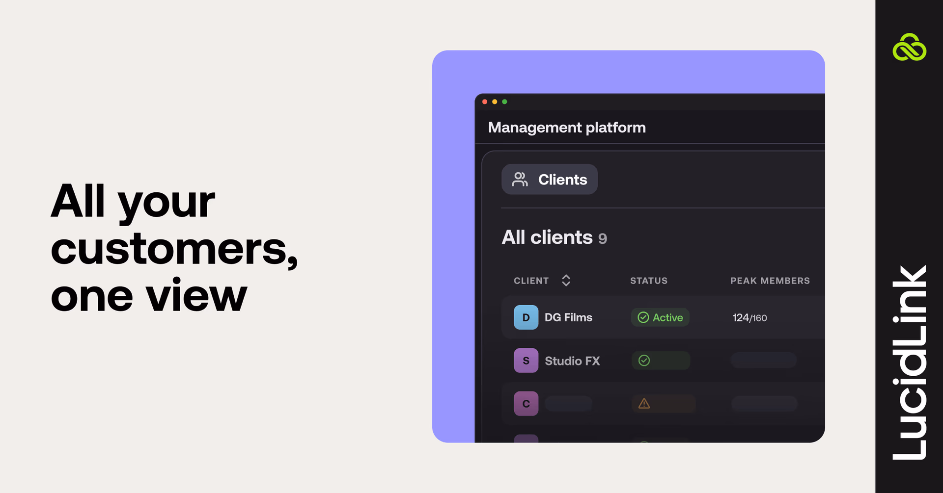 LucidLink management platform.