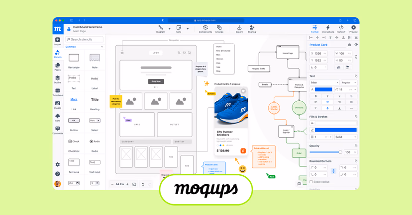 Moqups interface