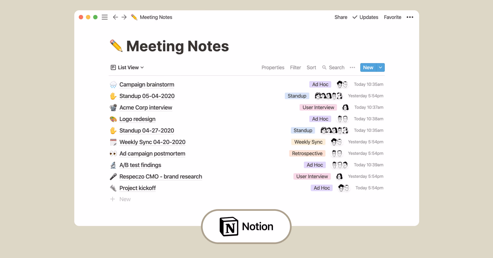 Notion interface