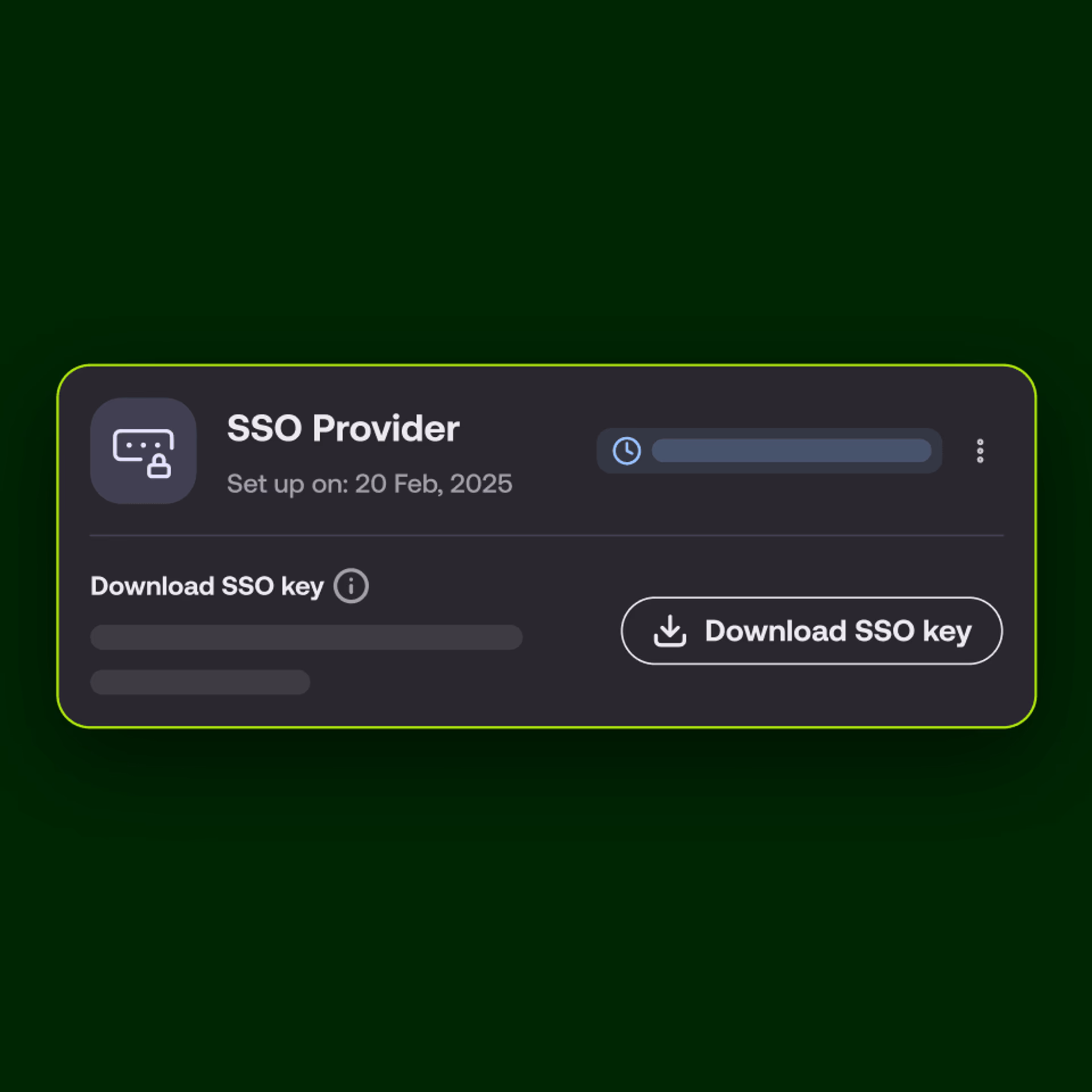 SSO Provider settings UI with an option to download an SSO key.