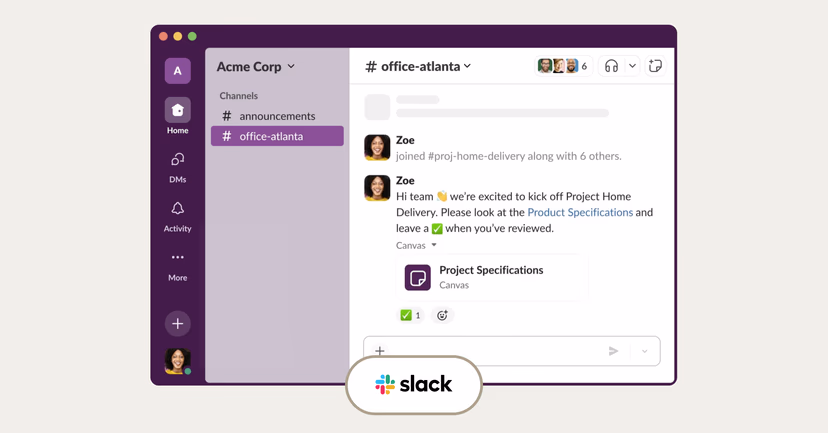 Slack interface