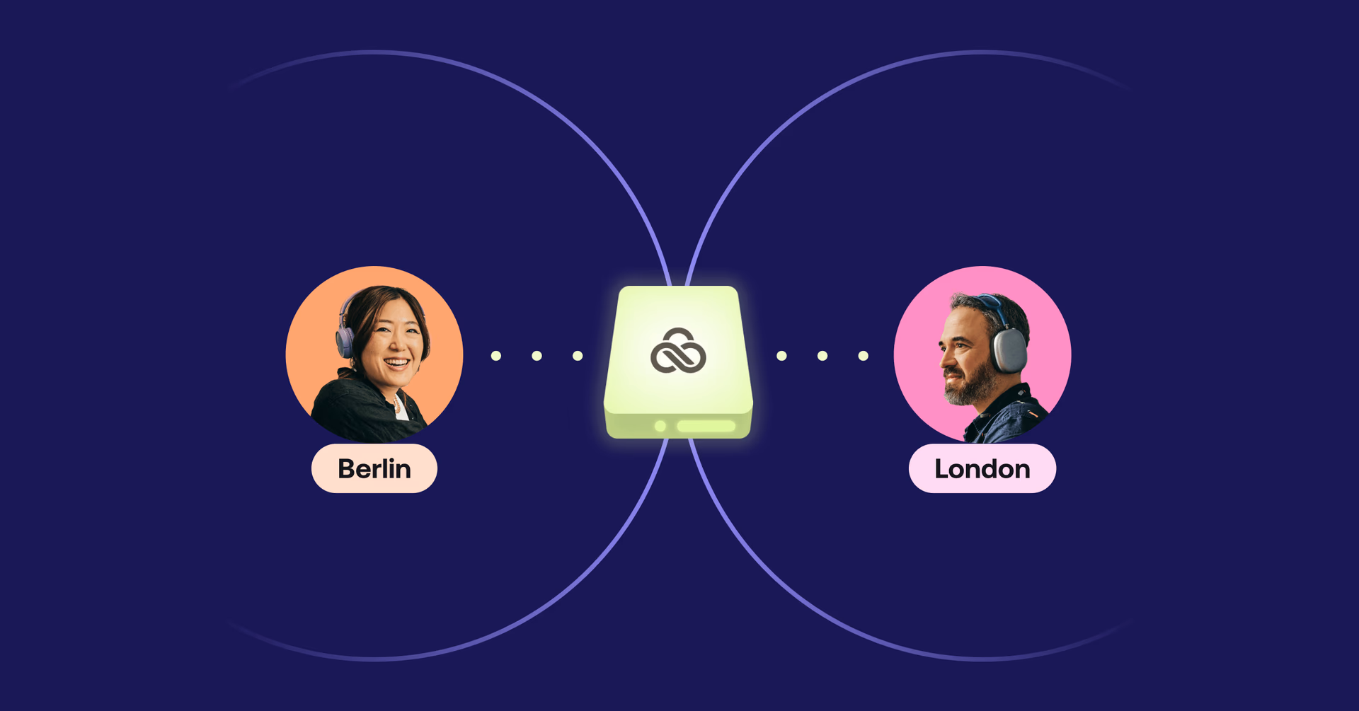 Man and woman collaborating remotely on a project using LucidLink.