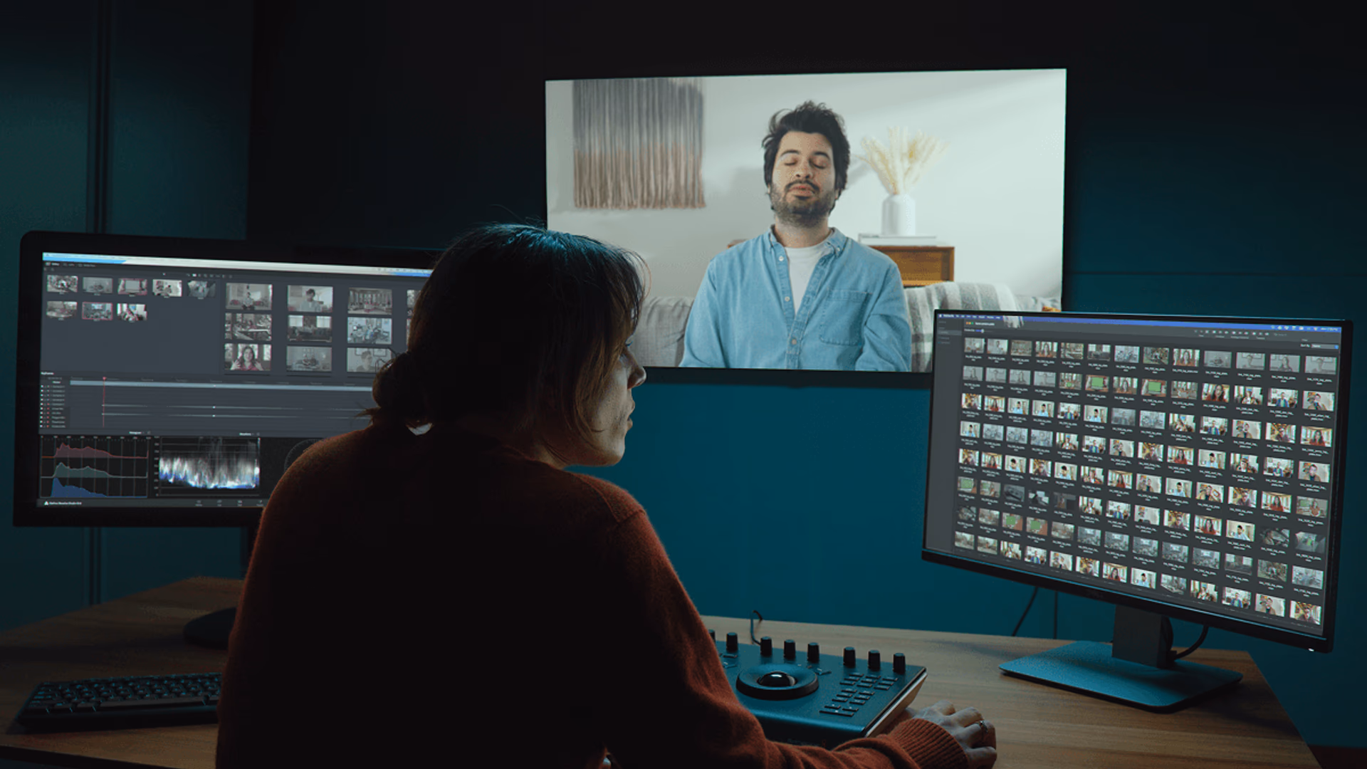 Man editing files