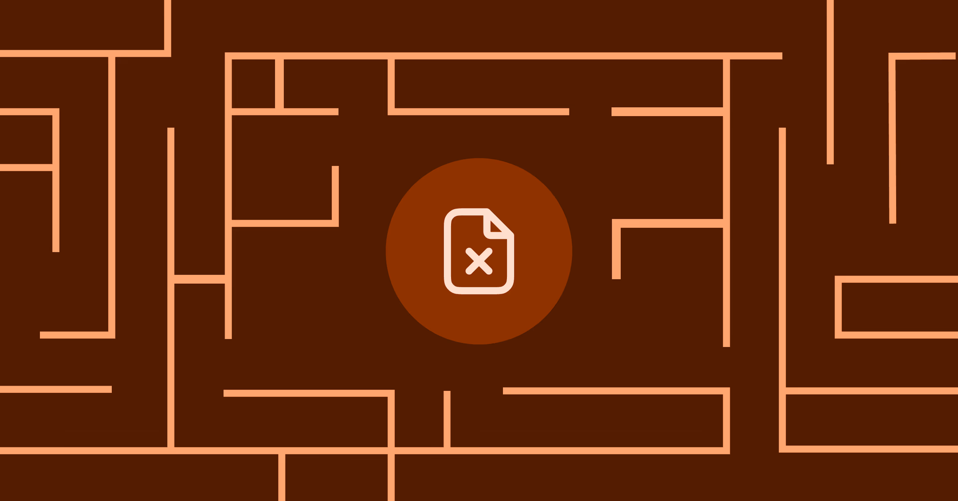 Failed file icon trapped at the center of a maze.