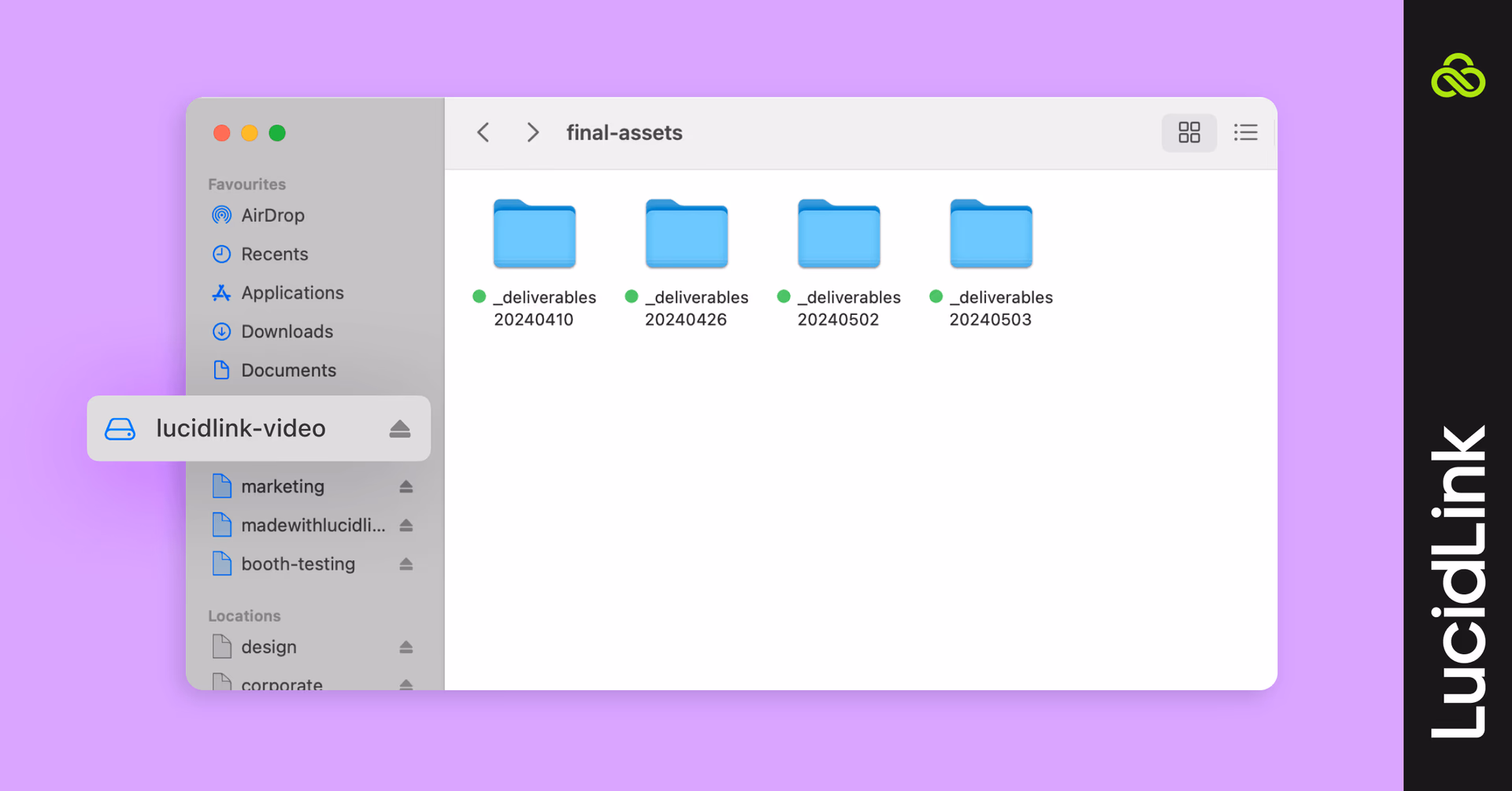 Accessing a creative file on LucidLink.