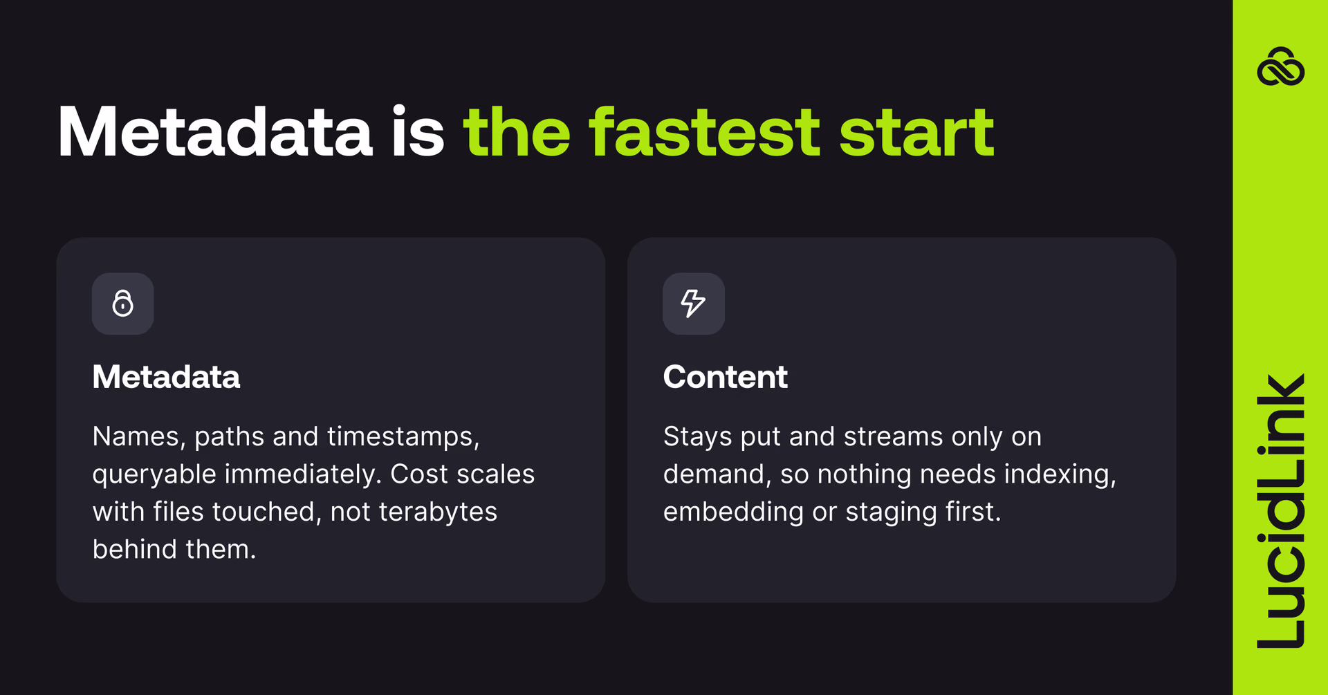 Metadata is the fastest start.