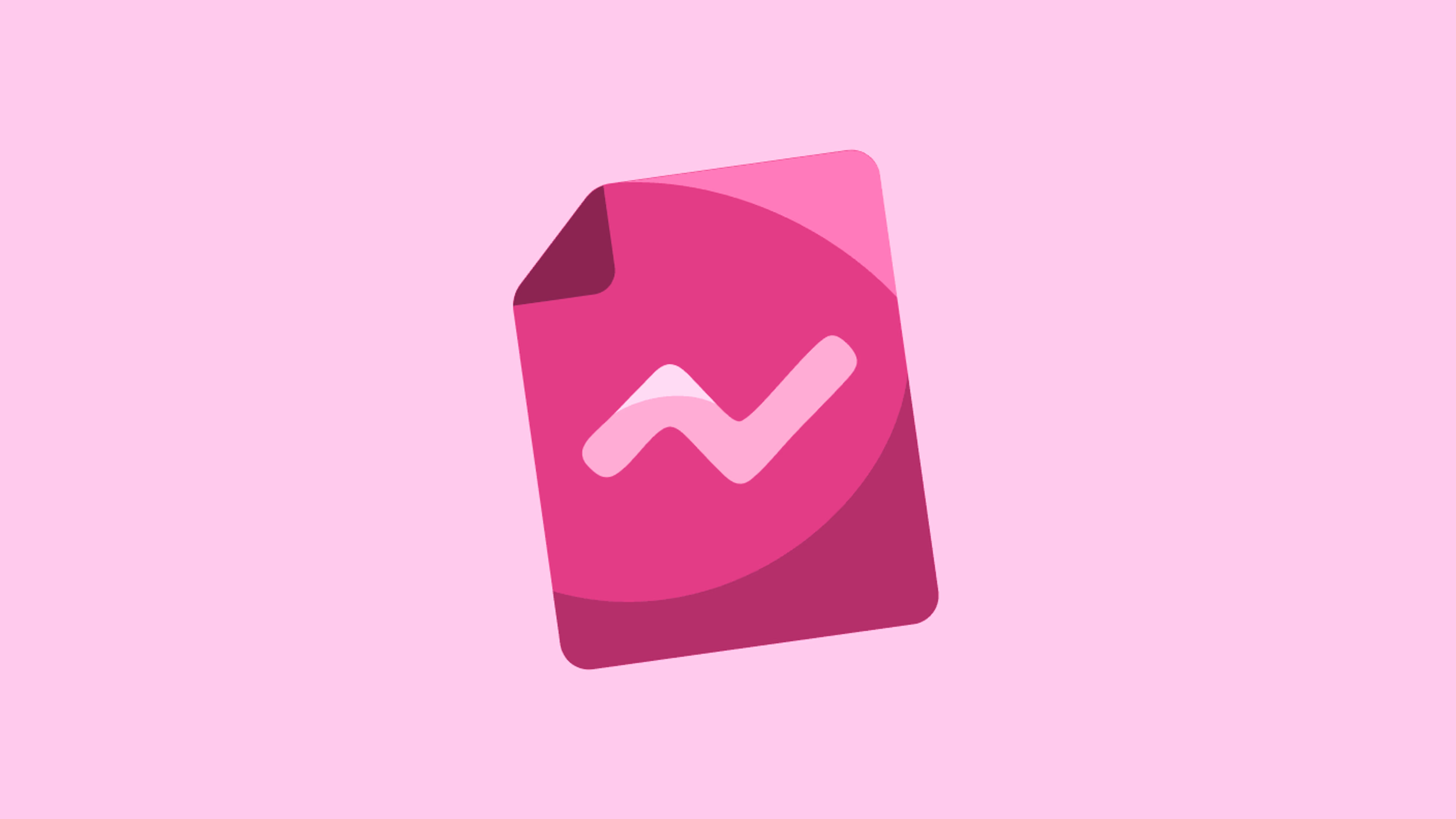 Illustration of a pink document icon on a light pink background.