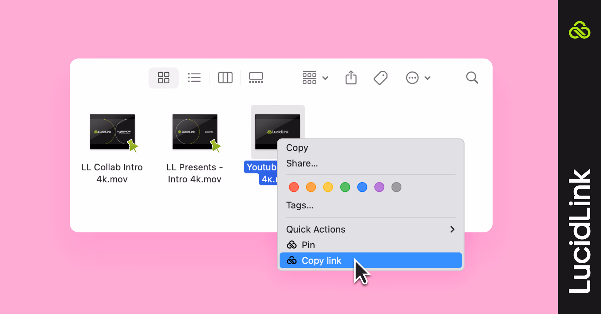 Copy secure LucidLink file link to share instantly