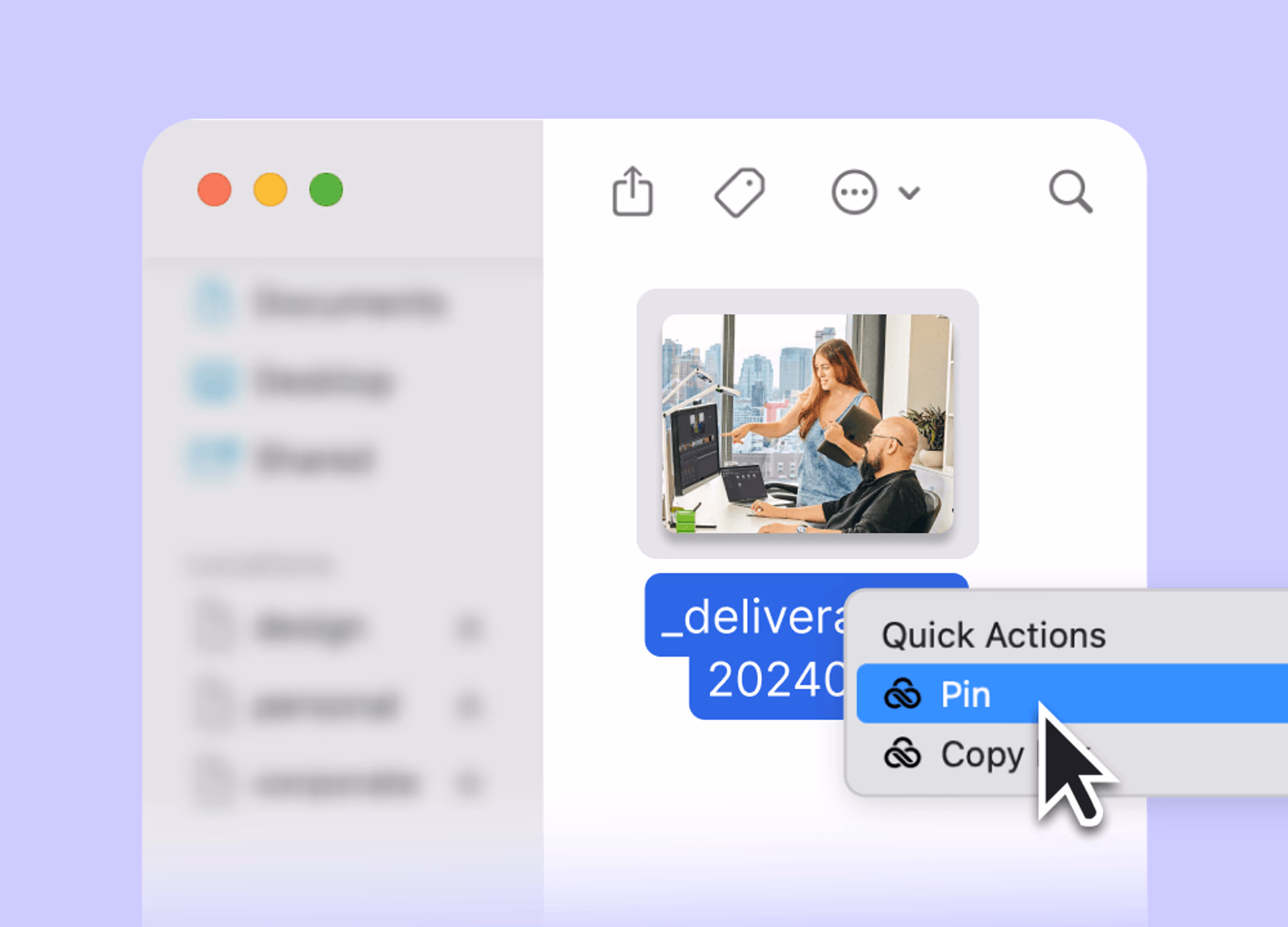 Pinning a media file. 
