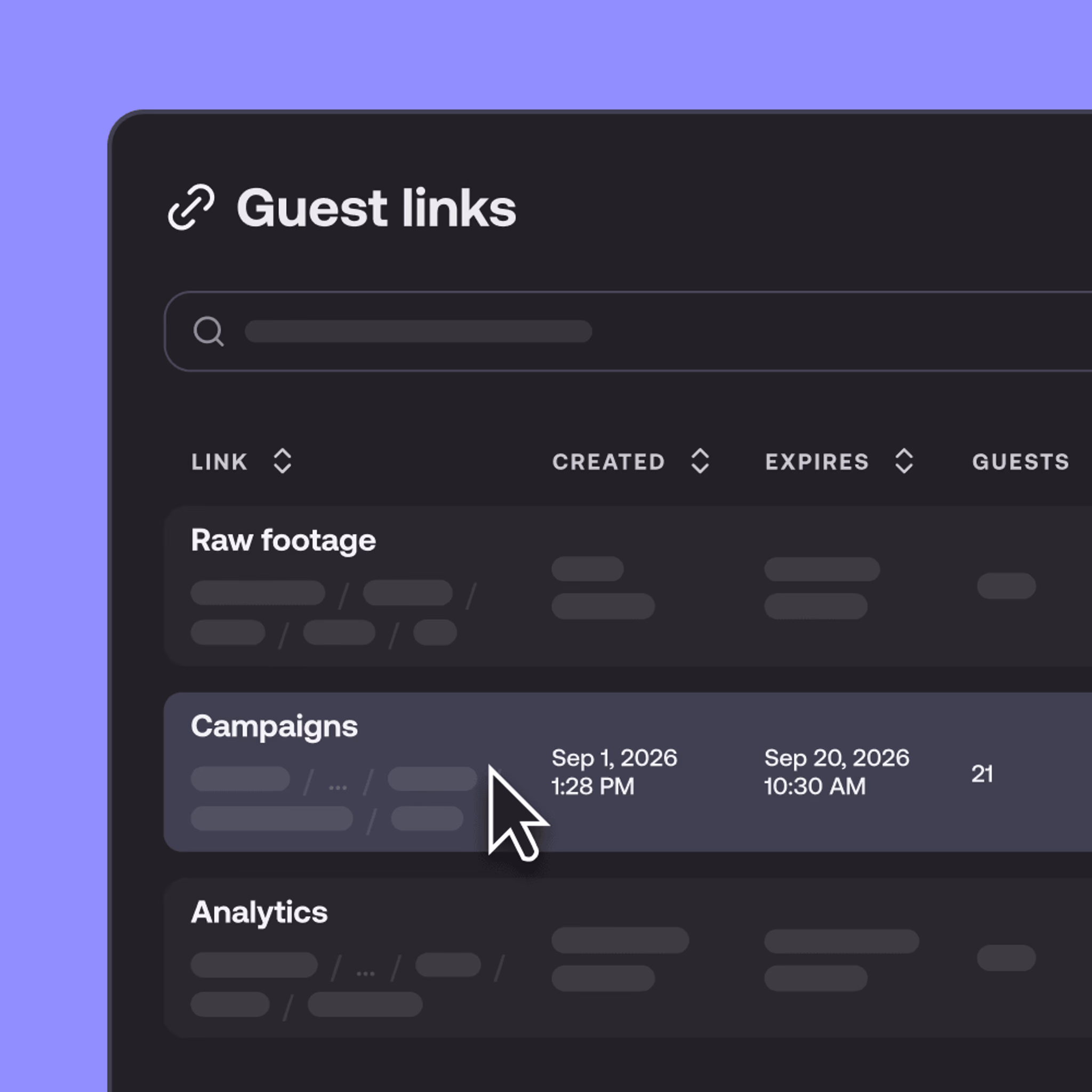 Guest access management dashboard.