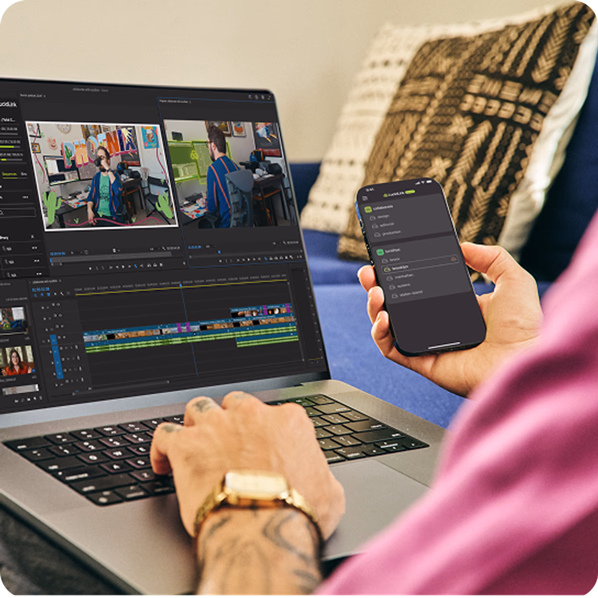 Editing a video on a laptop with LucidLink.