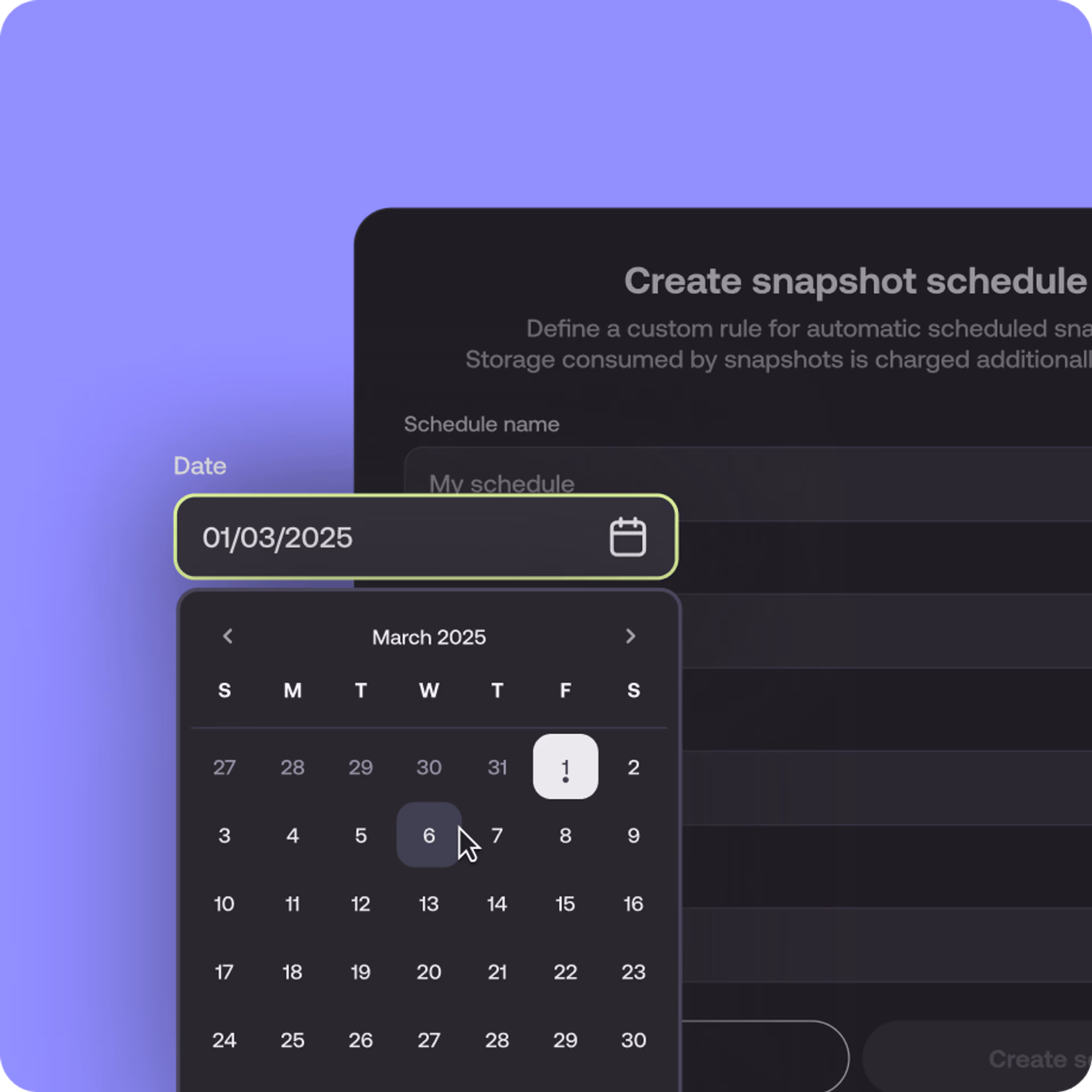 Snapshot schedule
